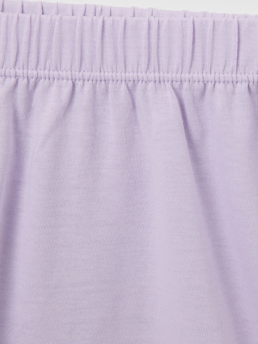 Girls' white and lilac short pyjamas in pure cotton regular fit with print_3