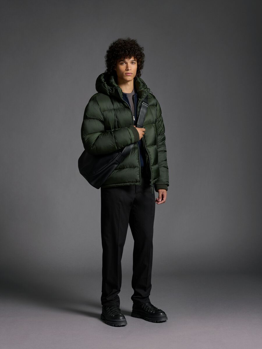 Dark Green Iconic Puffer Jacket with Removable Hood_0