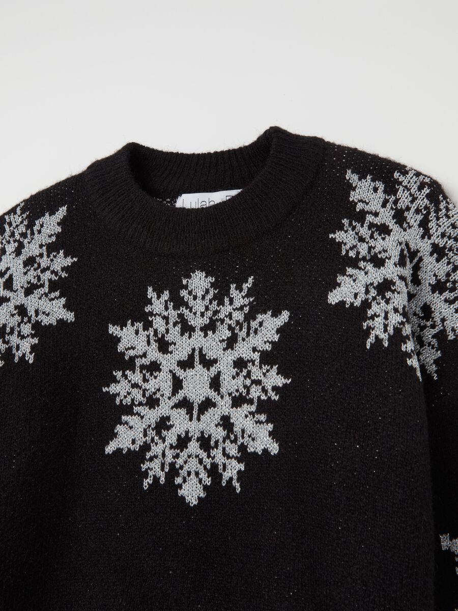 Pullover with jacquard snowflakes in lurex_5