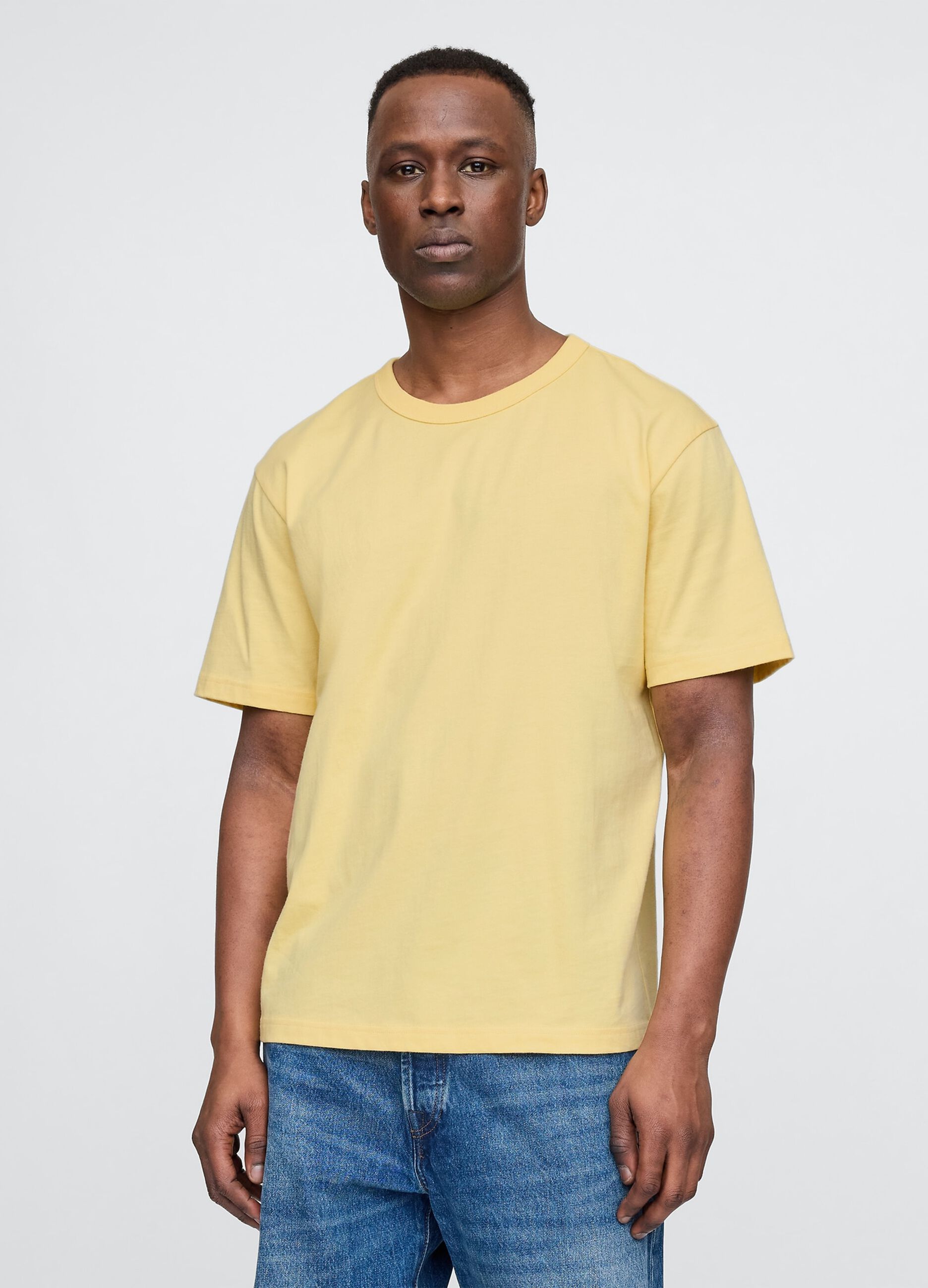 Short Sleeve Yellow Cotton T-shirt