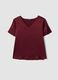 Red satin V-neck blouse in stretch fabric, regular fit_4