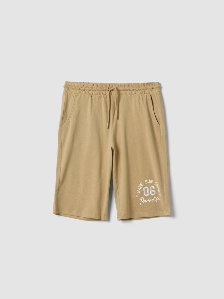 Boys&rsquo; beige pure cotton regular-fit shorts_0