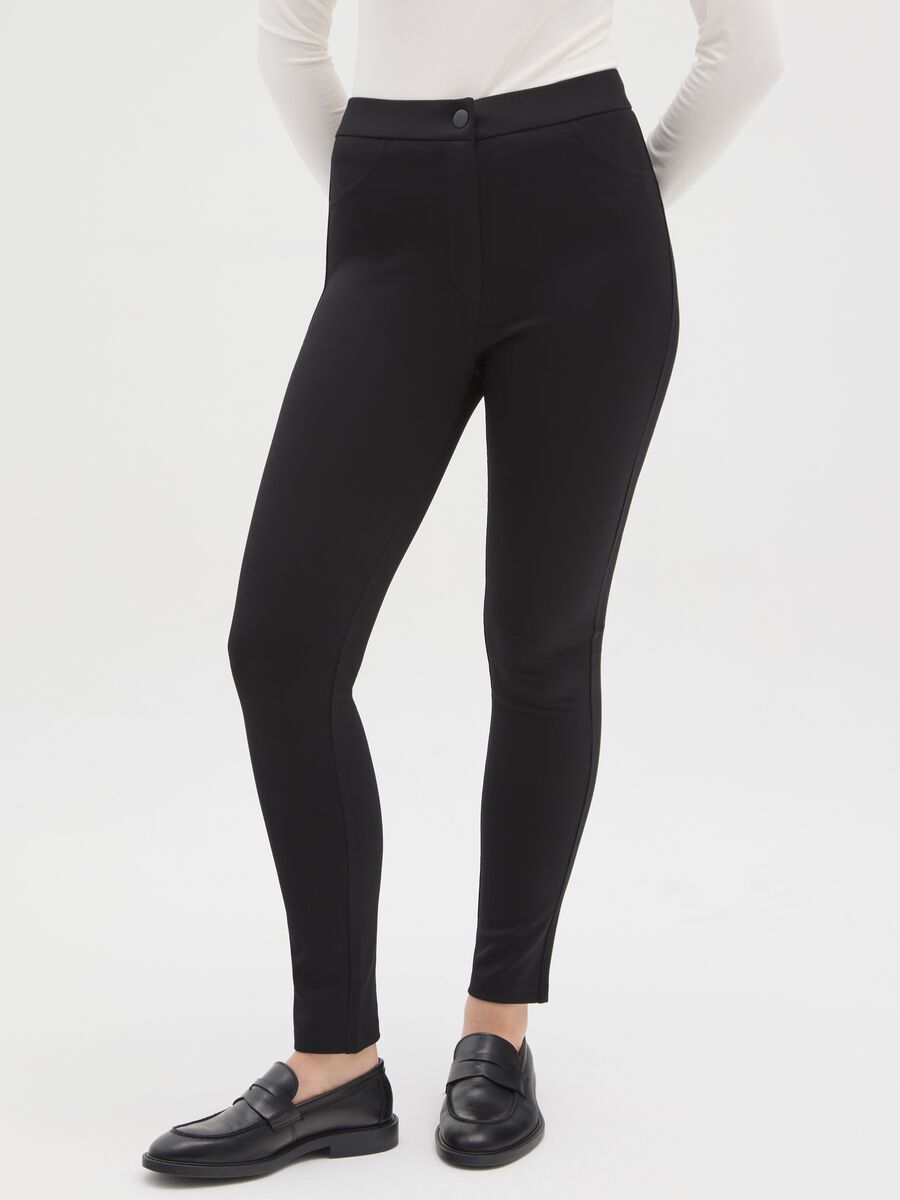 Black Stretch Regular Fit Leggings_1