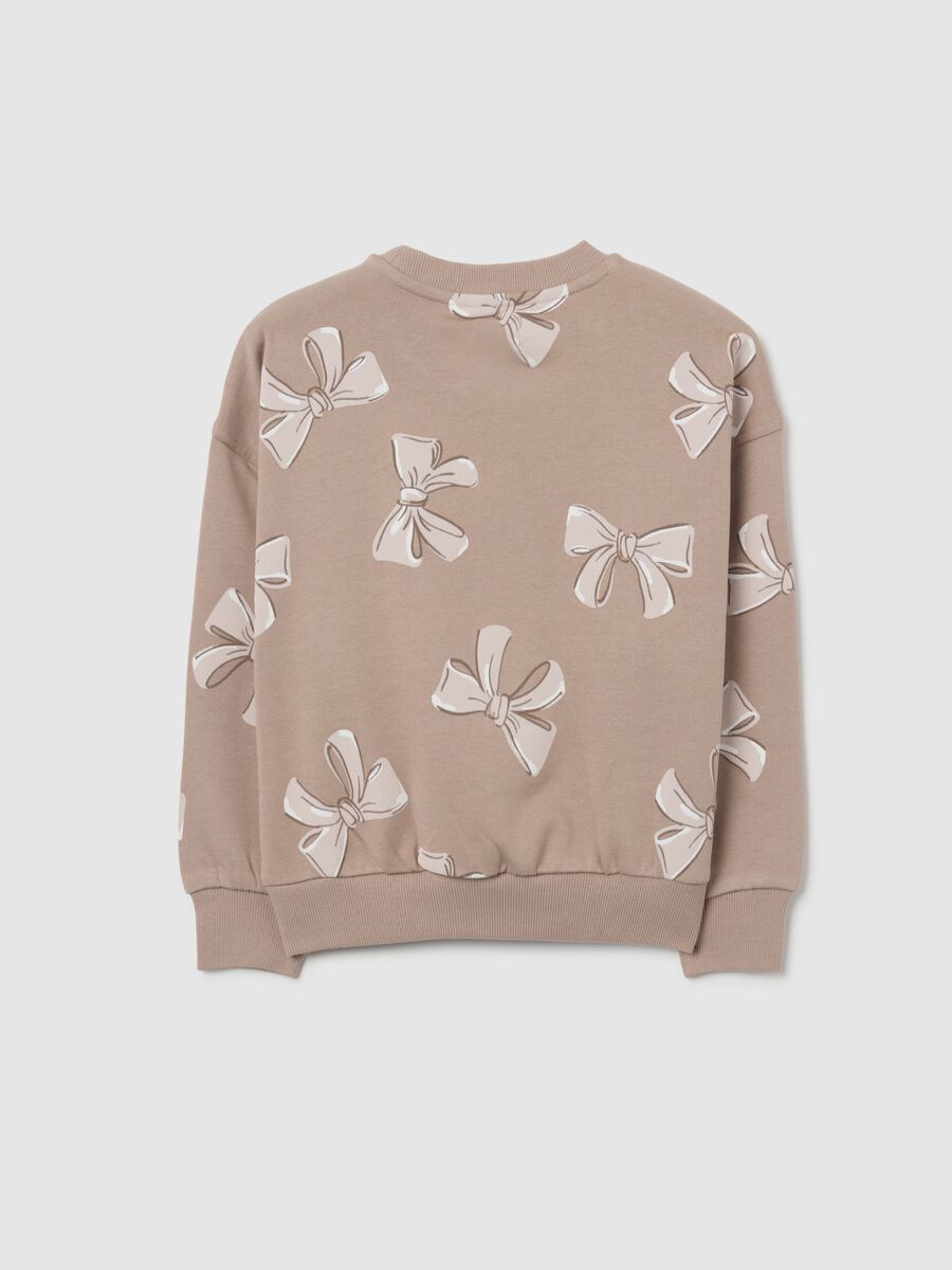 Girls' beige pure cotton sweatshirt with crew neck regular fit_1
