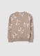 Girls' beige pure cotton sweatshirt with crew neck regular fit_1