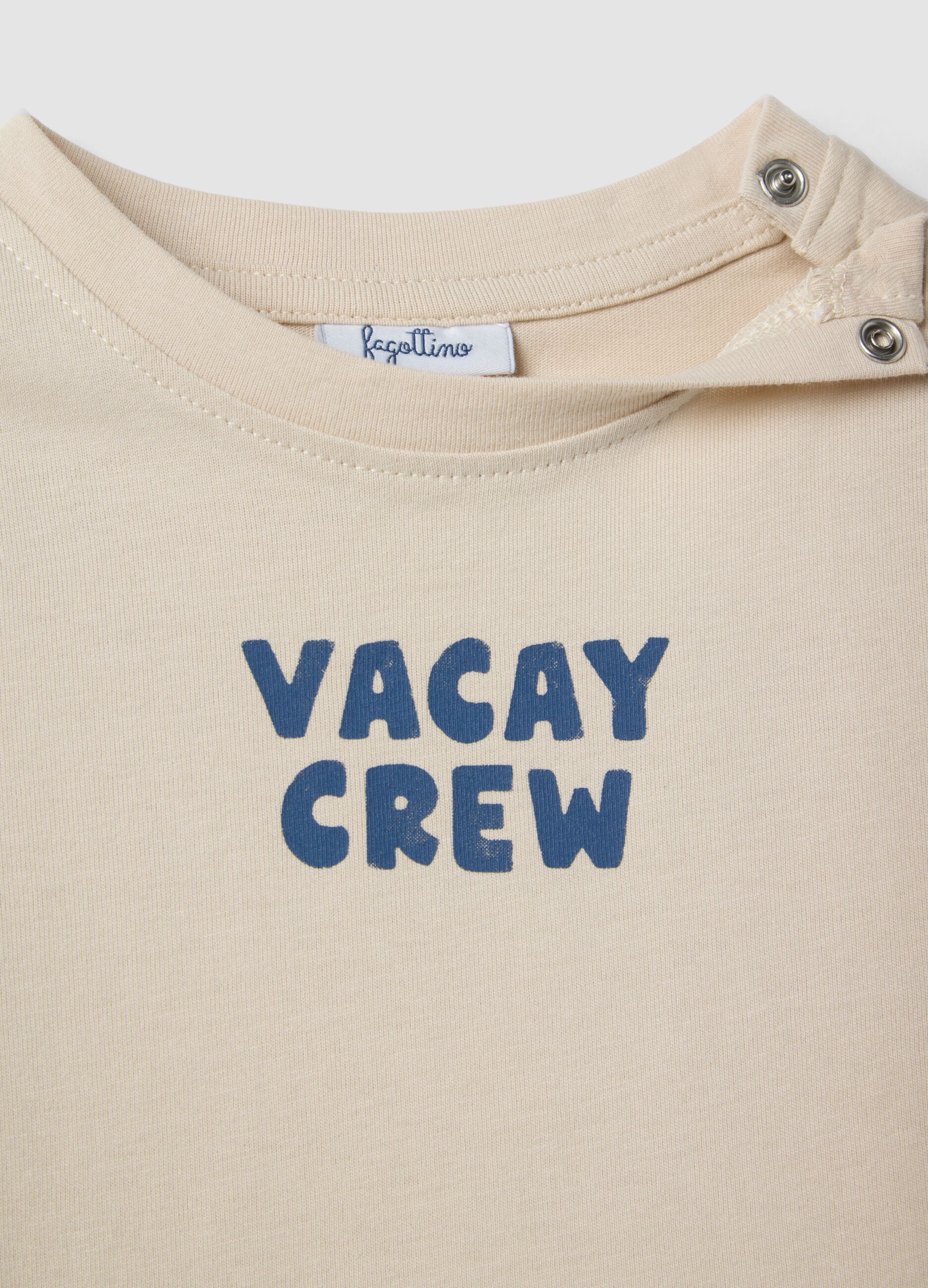 Beige pure cotton kids&rsquo; T-shirt, regular fit, with print