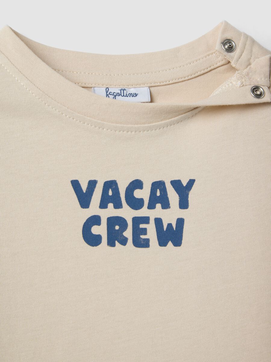 Beige pure cotton kids&rsquo; T-shirt, regular fit, with print_2