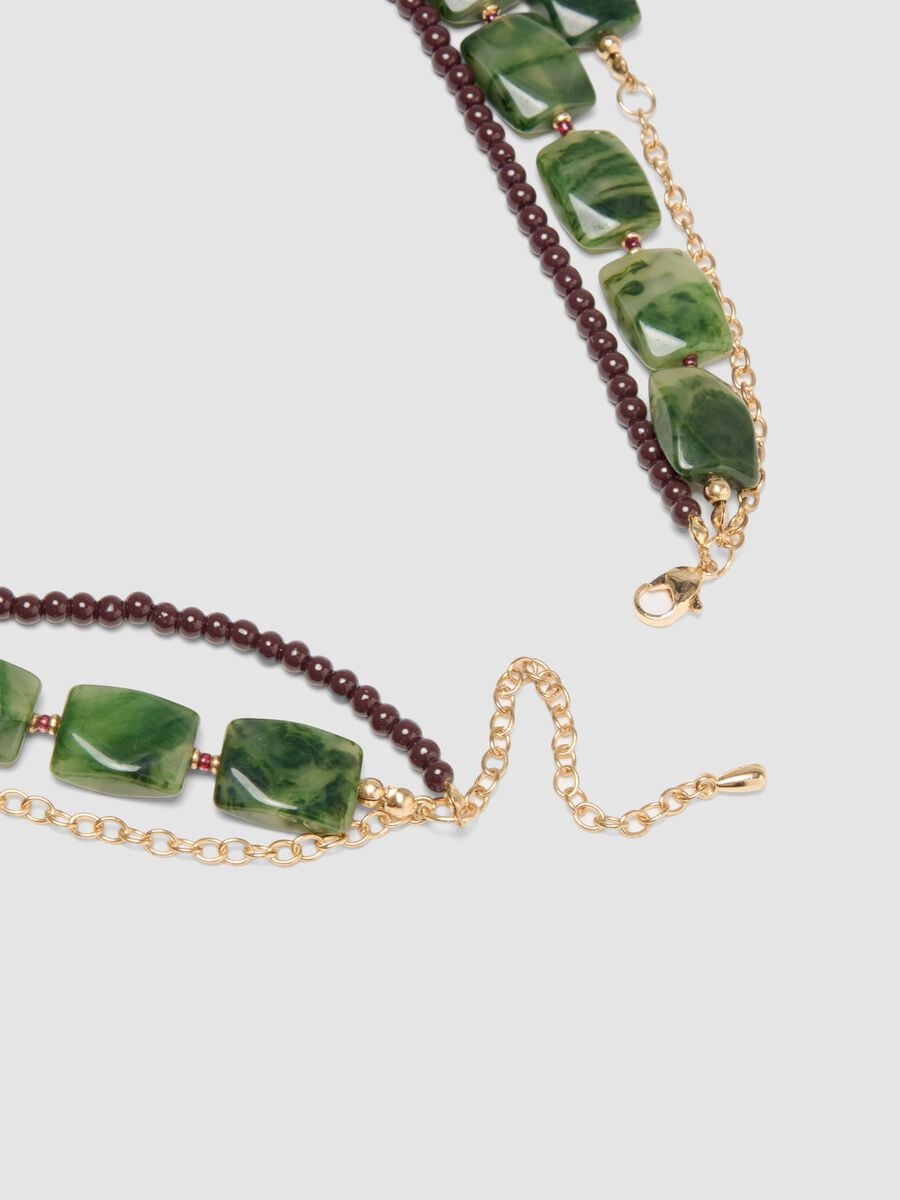 Green and blue double-strand necklace with pendants_2