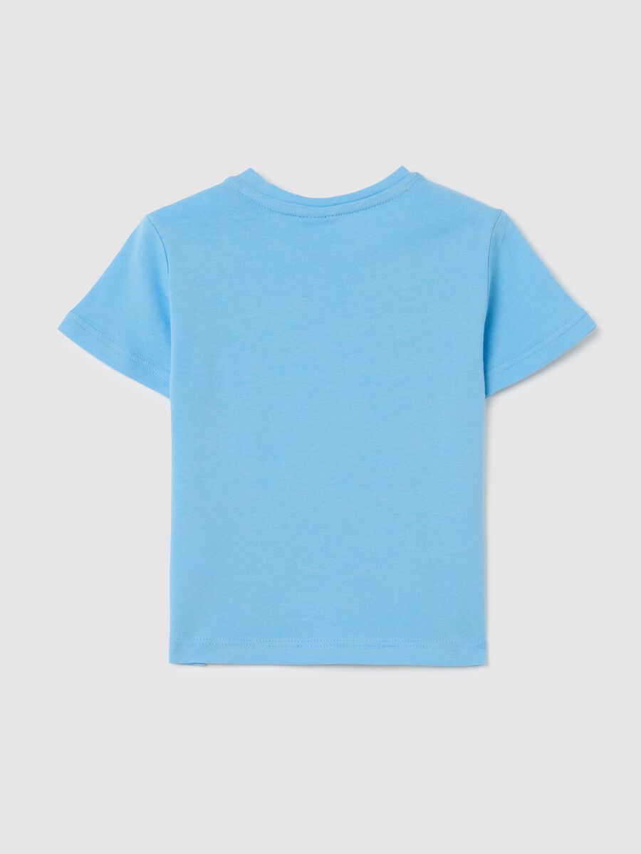 Baby blue cotton T-shirt with regular fit and print_1