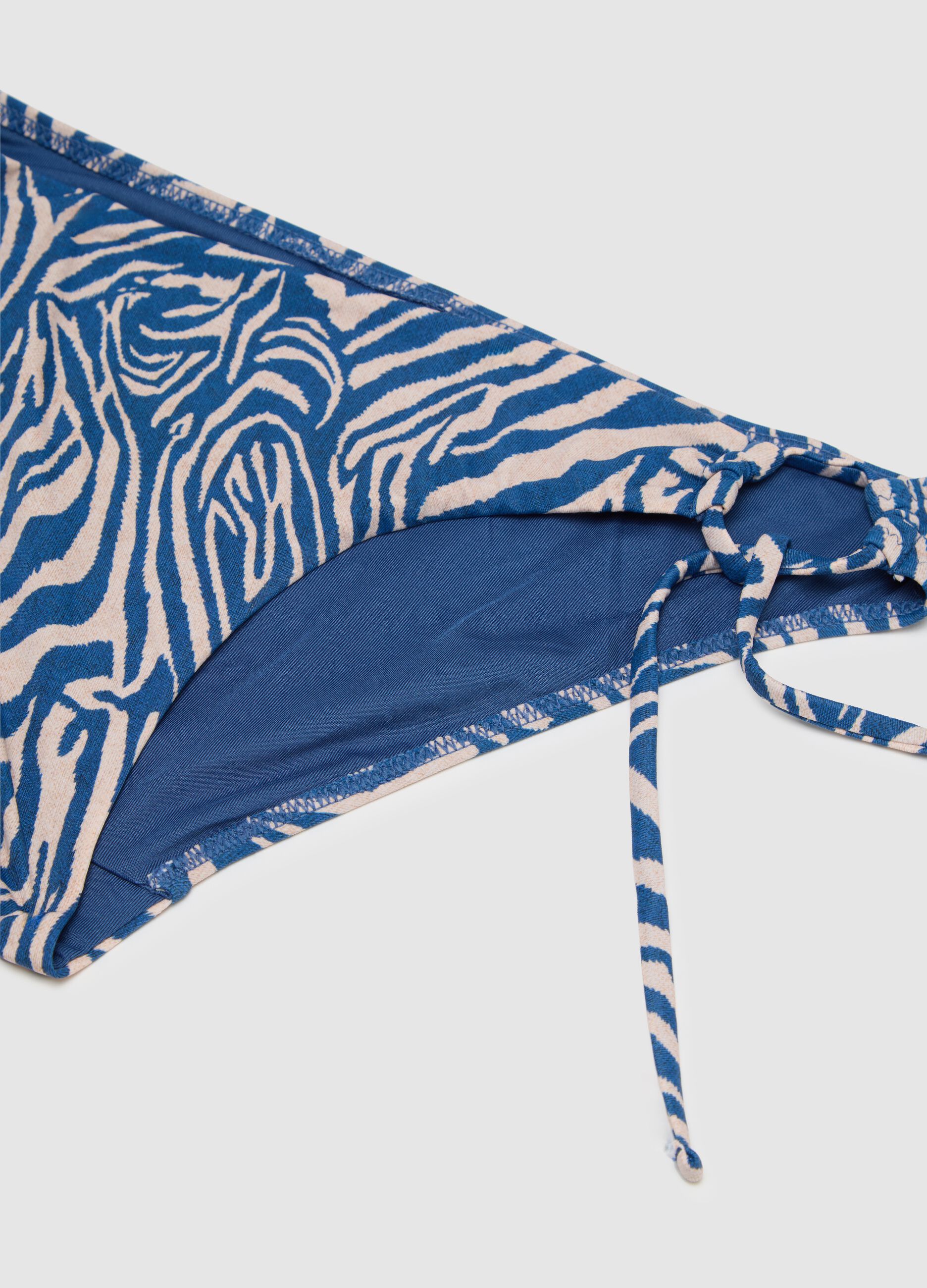 Women's multicoloured stretch bikini bottoms with zebra print