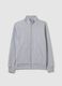 Grey cotton blend regular fit sweatshirt with zip_4