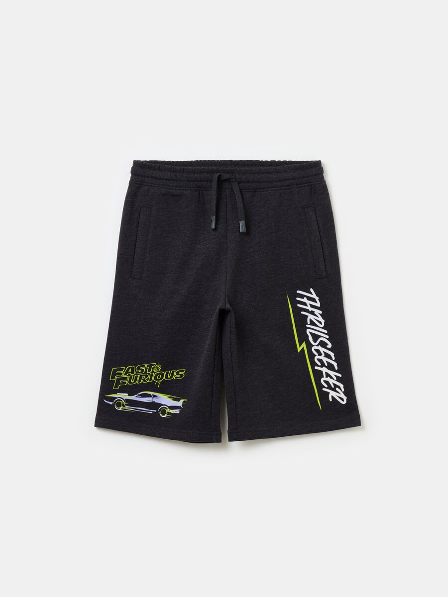 Fast & Furious Bermuda shorts with drawstring and print_0