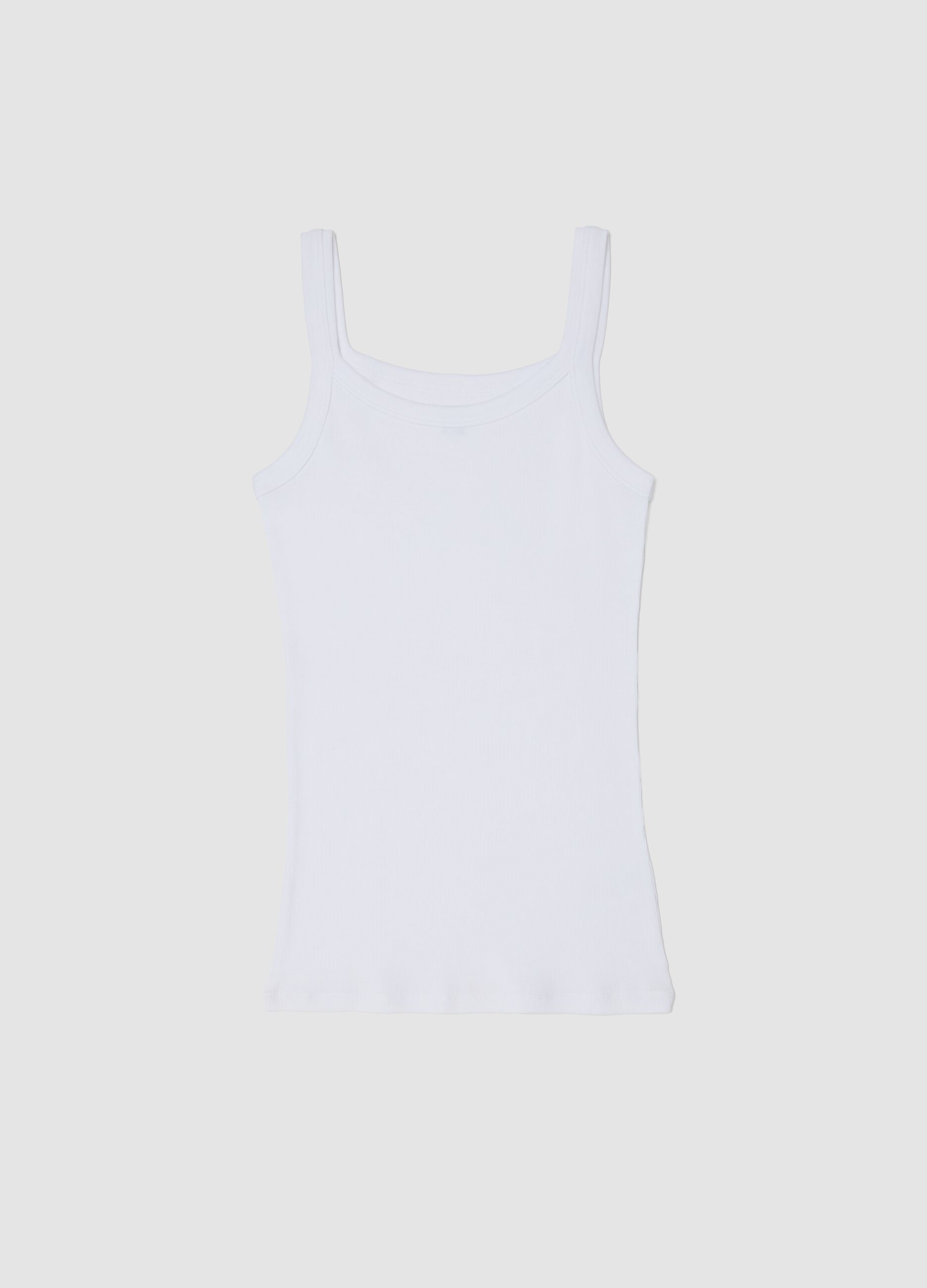 Canotta in puro cotone bianca regular fit con spalla larga