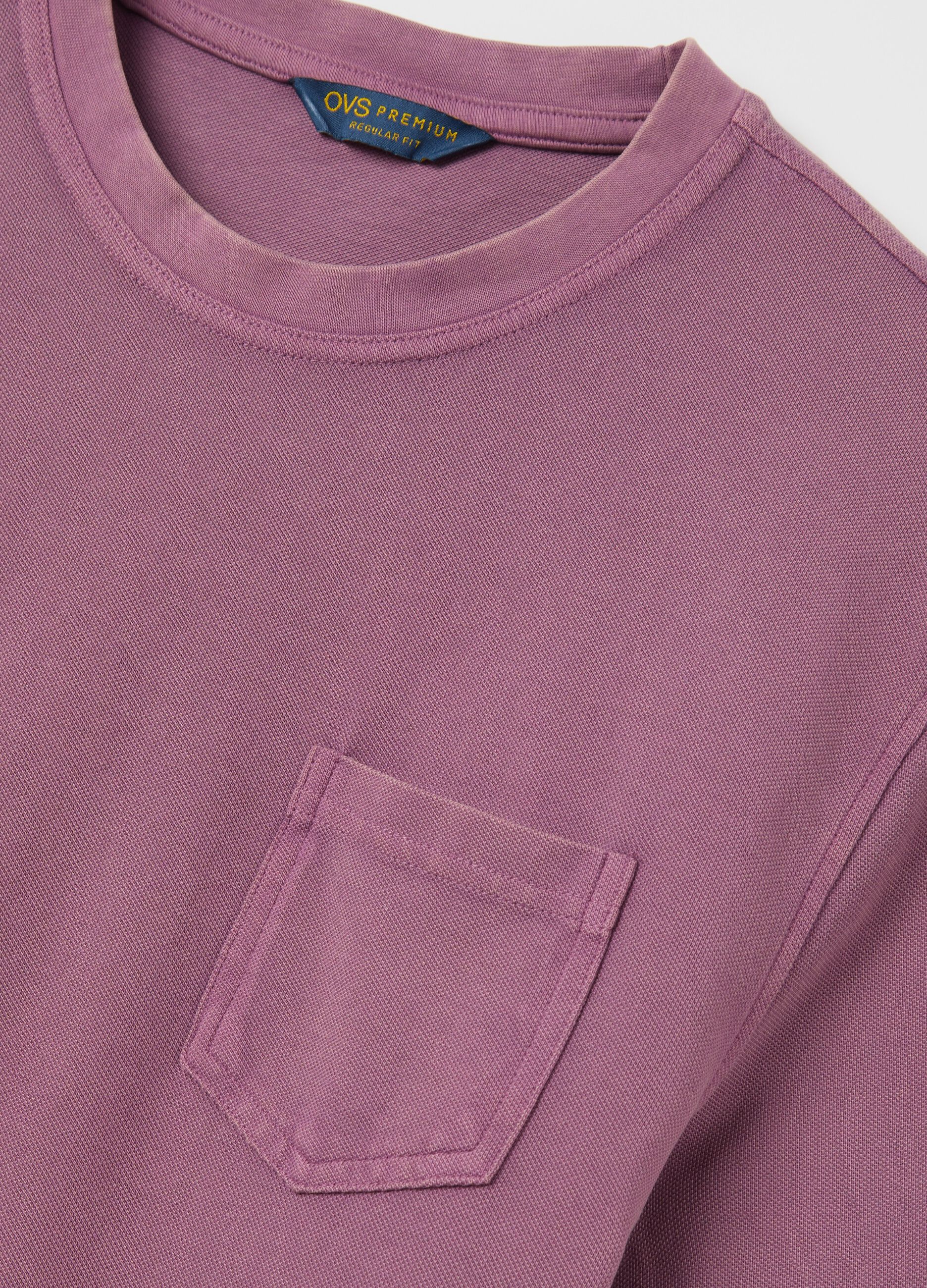 Purple cotton T-shirt with pocket