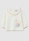 White regular fit pure cotton girl's sweatshirt with teddy bear print_0