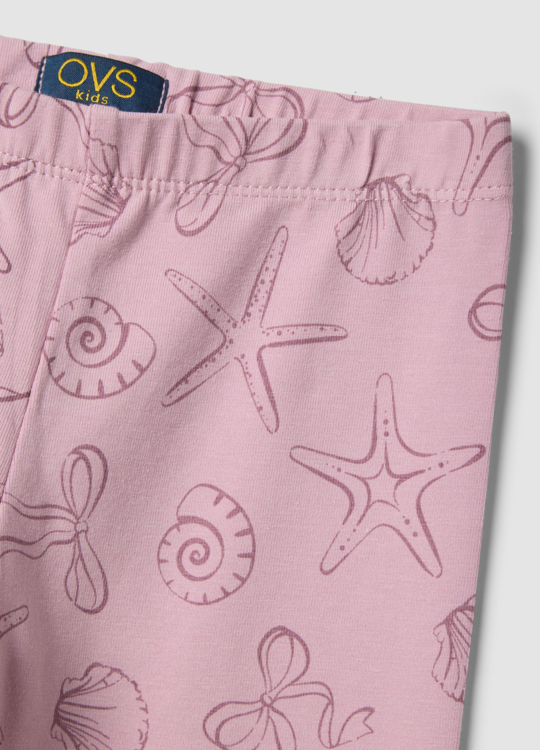 Girls&rsquo; pink skinny leggings in stretch cotton with prints