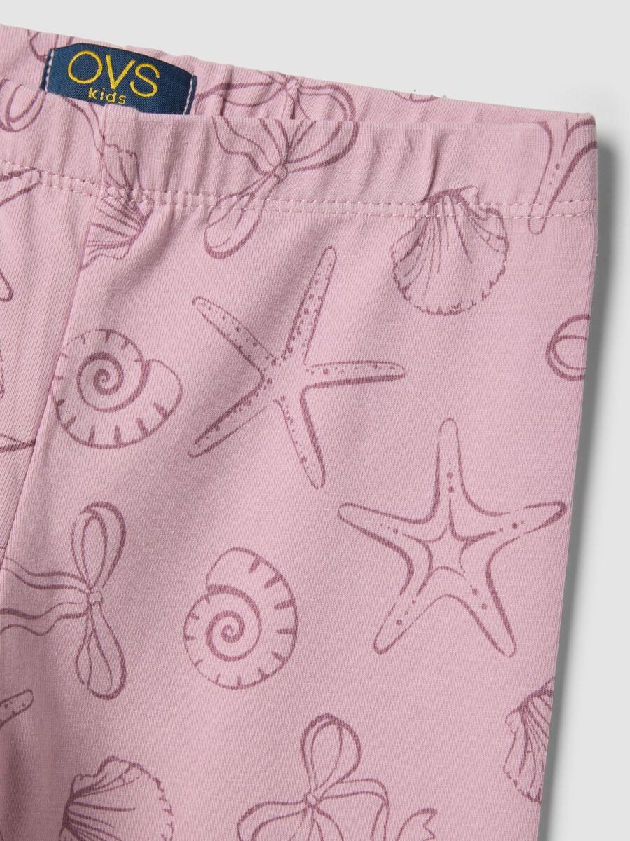Girls&rsquo; pink skinny leggings in stretch cotton with prints_2
