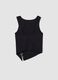 Black stretch cotton top with asymmetric hem and metal eyelets_5