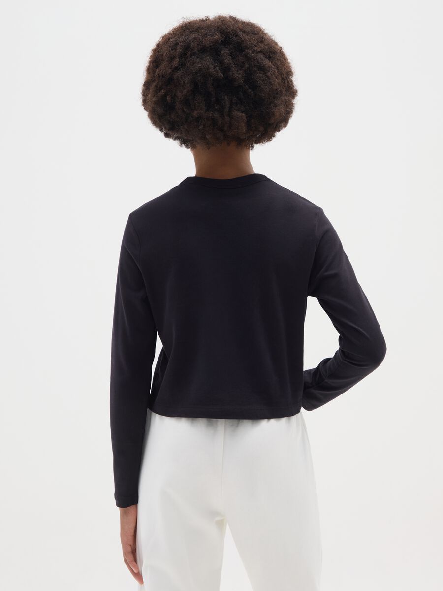 Girls' black pure cotton regular fit top with print_1