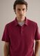 Red regular fit linen-cotton blend polo shirt_0
