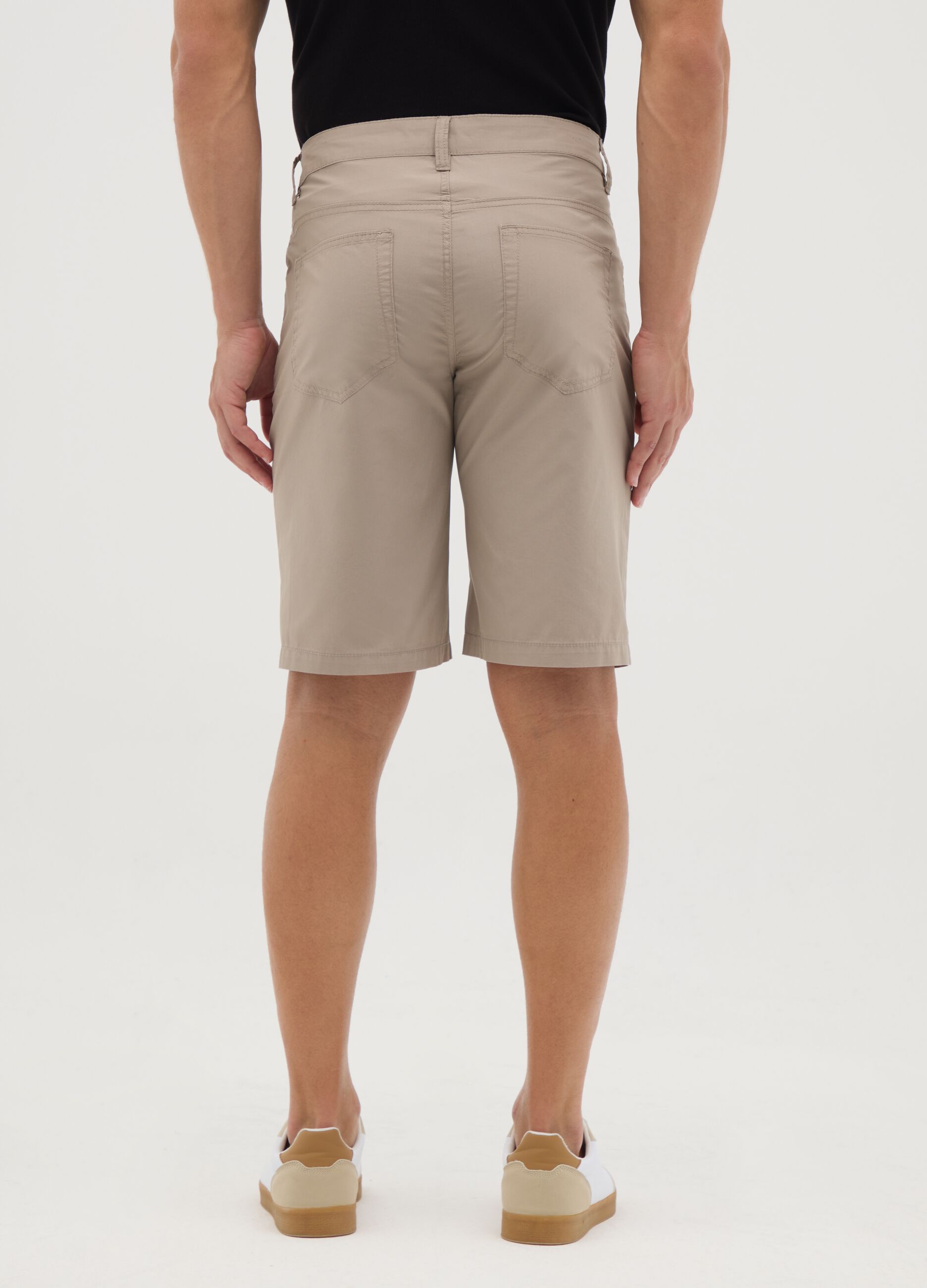 Men's Beige Pure Cotton Bermuda Shorts Regular Fit