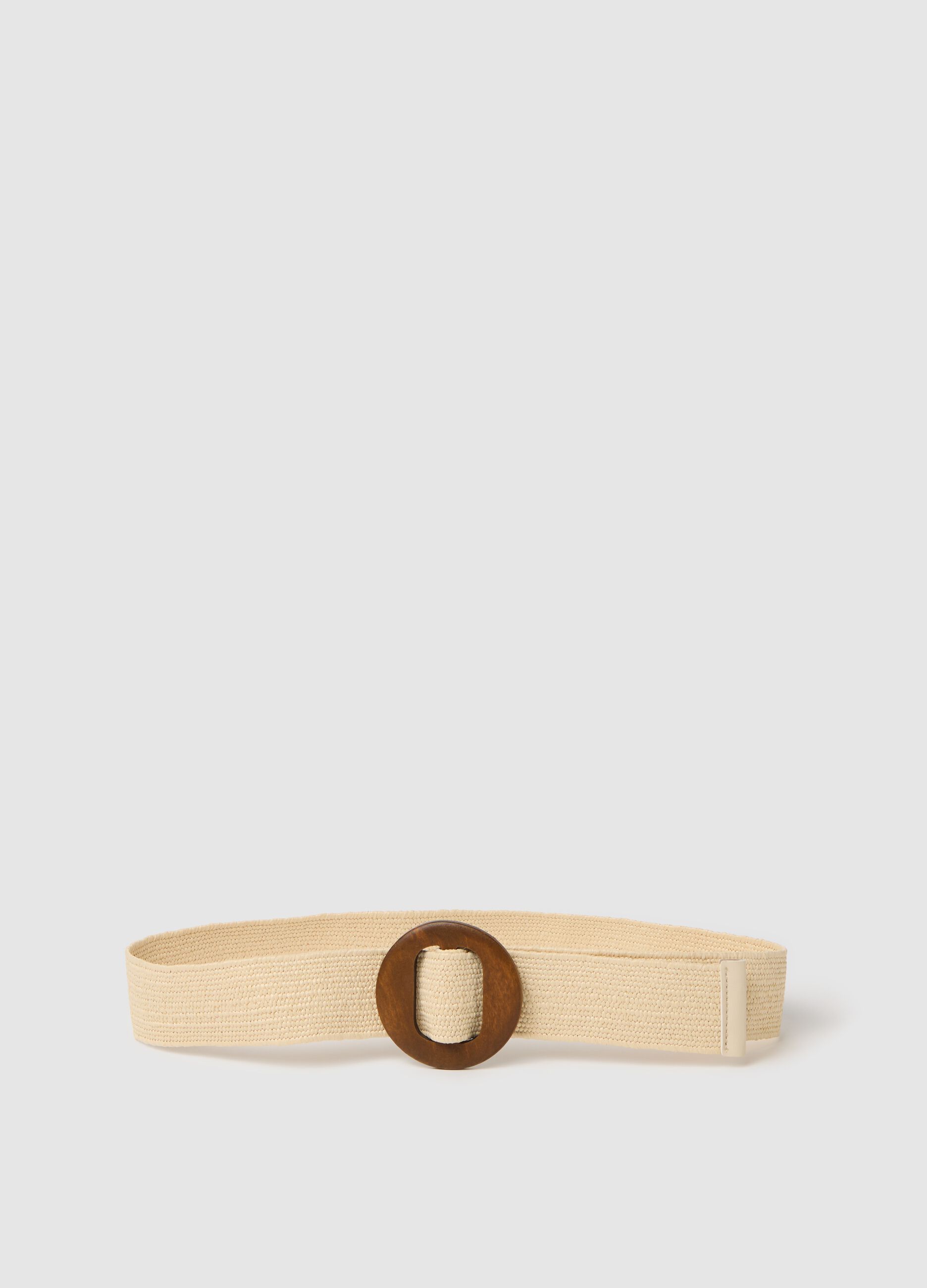 Beige belt with wooden buckle