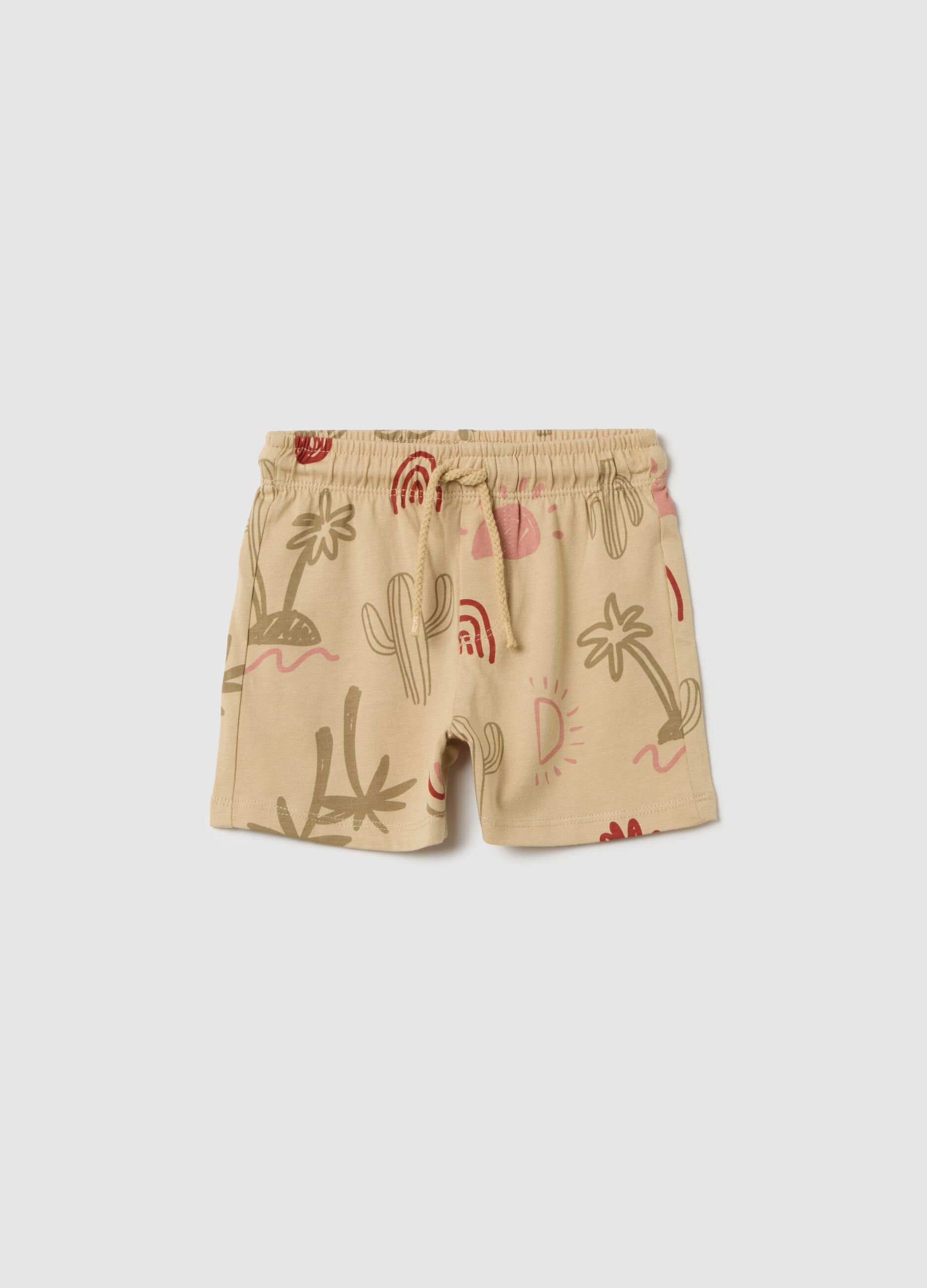 Children's beige pure cotton shorts in regular fit