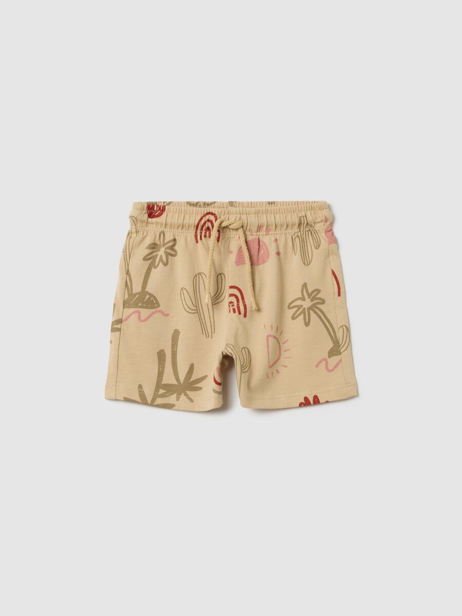 Children's beige pure cotton shorts in regular fit_0