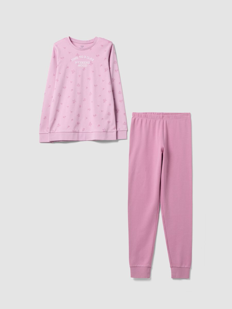Pink pure organic cotton printed pyjamas for girls_0