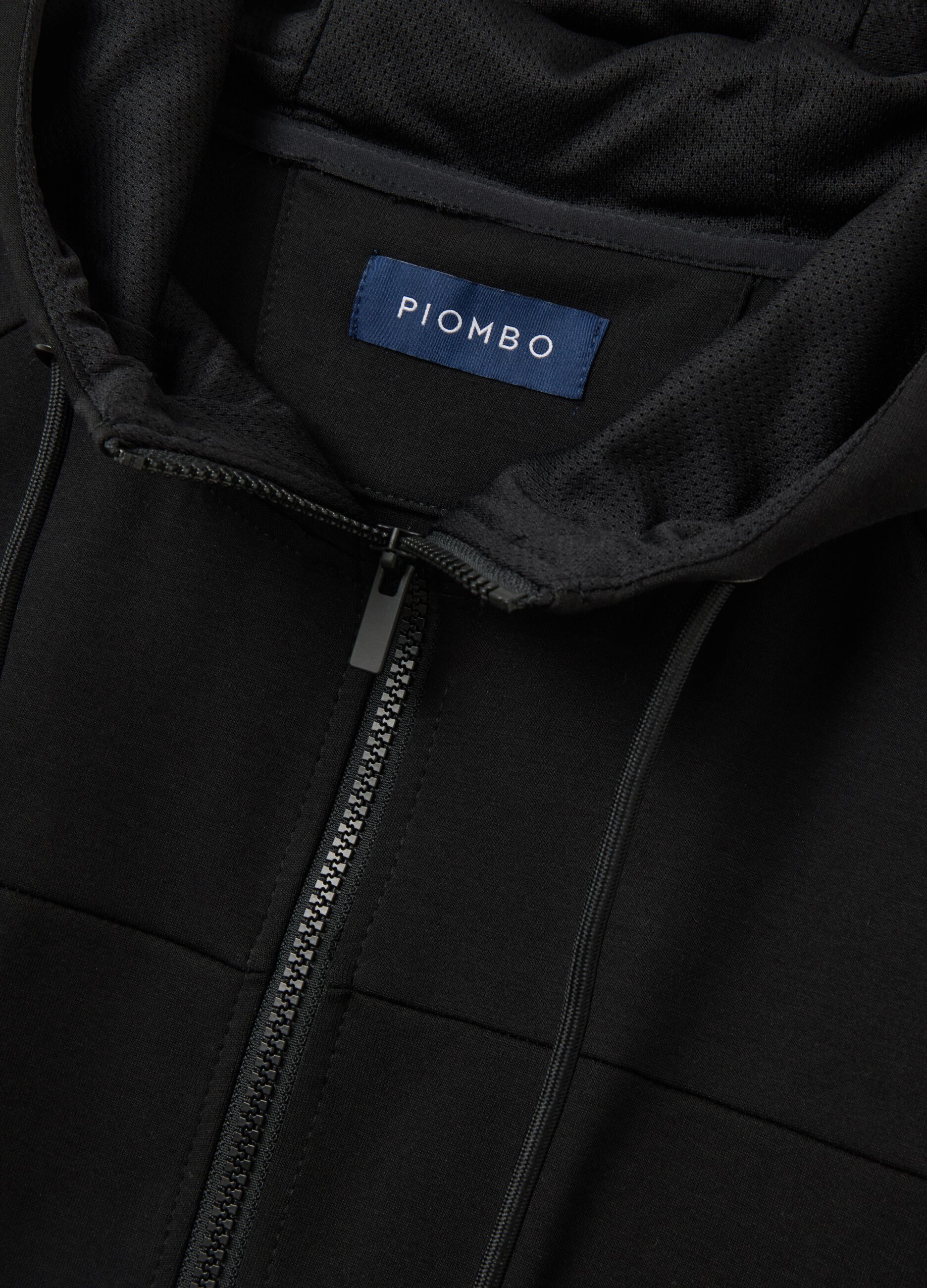 Felpa in misto cotone nero regular fit con zip