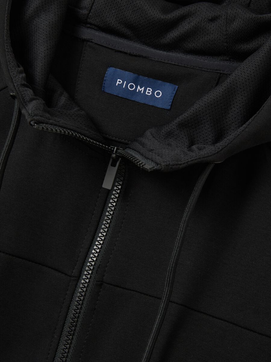 Felpa in misto cotone nero regular fit con zip_1
