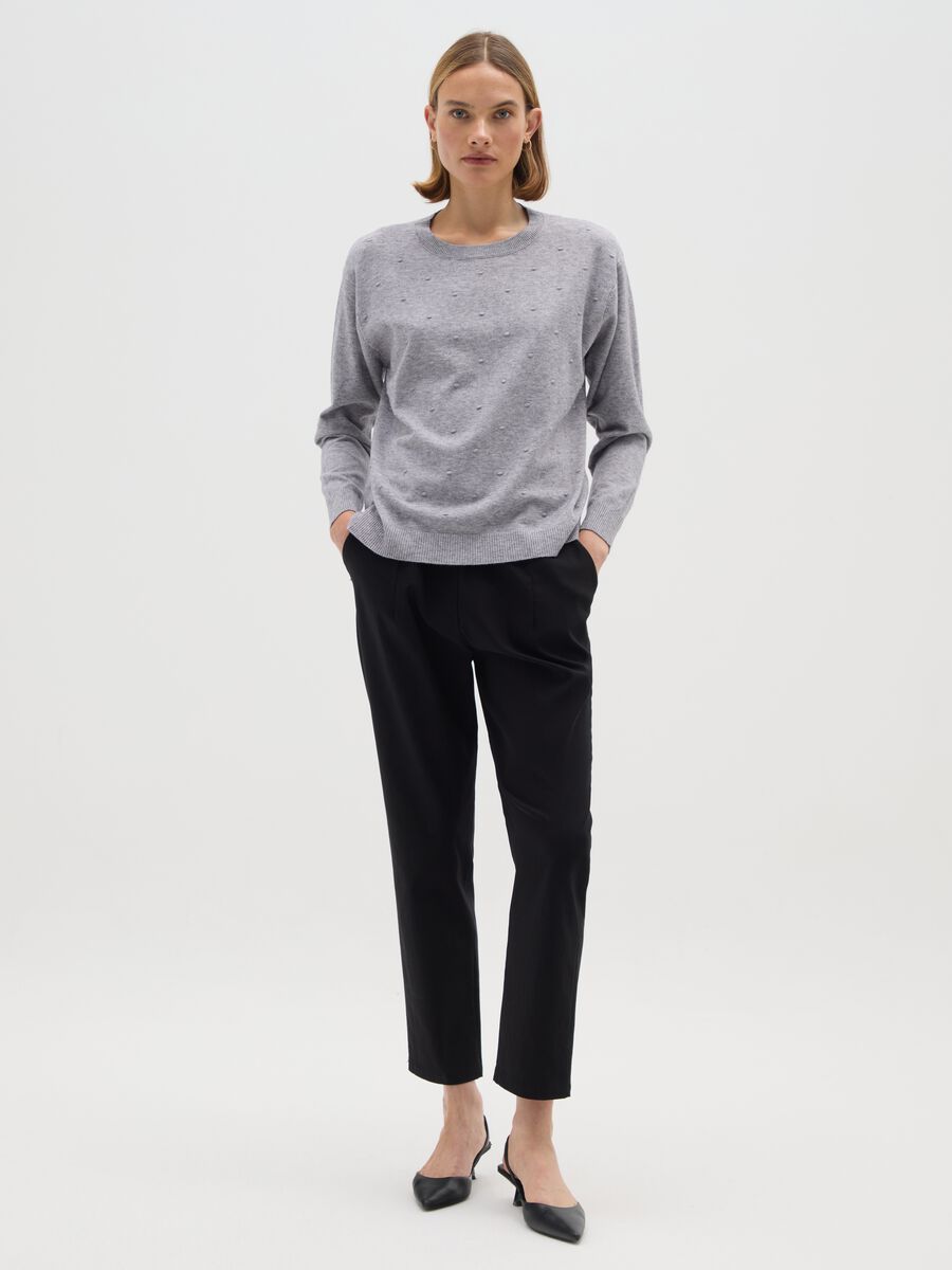 Grey Long-Sleeve Top with Textured Details_1