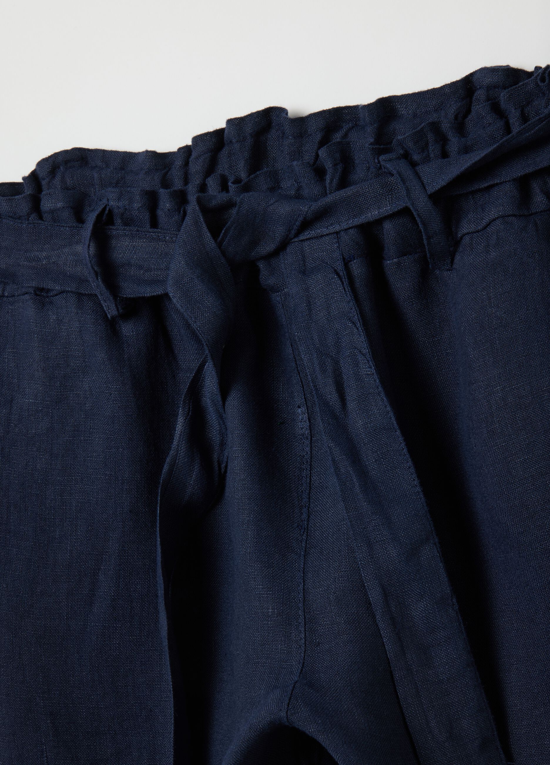 Women's pure blue linen trousers regular fit