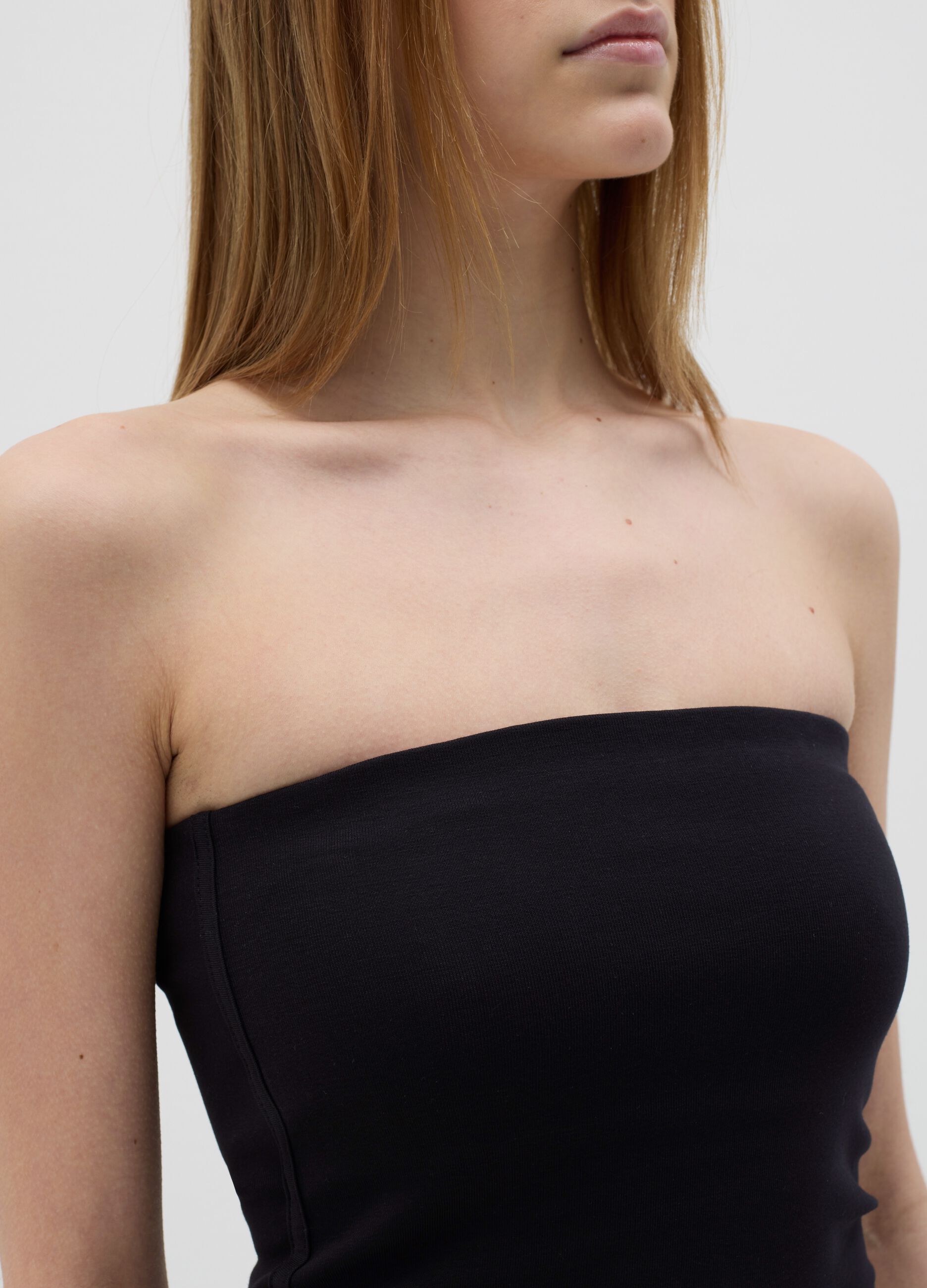 Women’s black fitted vest top in stretch cotton