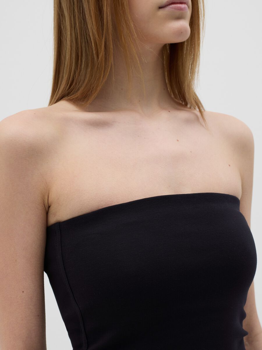 Women’s black fitted vest top in stretch cotton_2