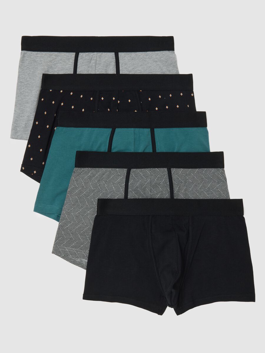 Multipack di cinque boxer in cotone elasticizzato multicolor_0