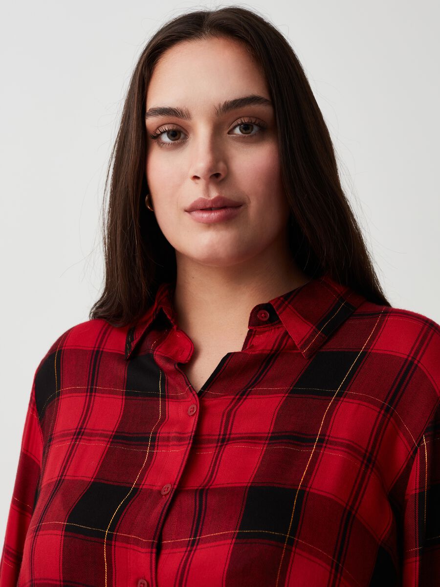 Camicia in flanella check con lurex Curvy_1