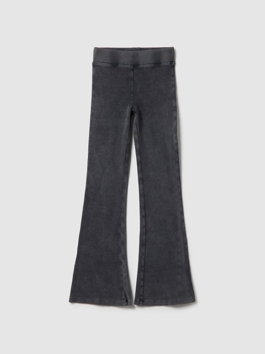 Grey Stretch Cotton Slim Fit Leggings for Girls_3