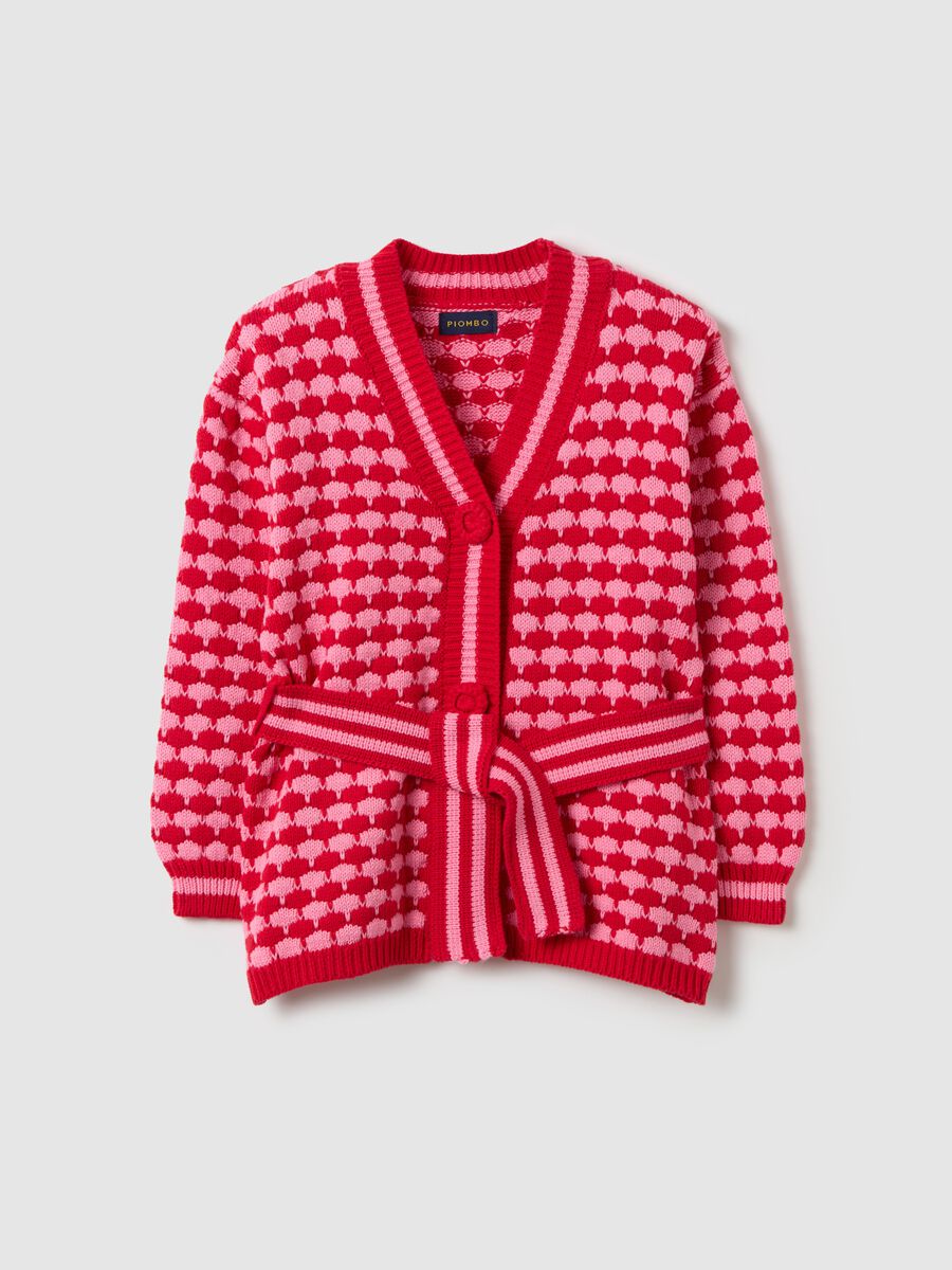 Cardigan with geometric motif and belt_3