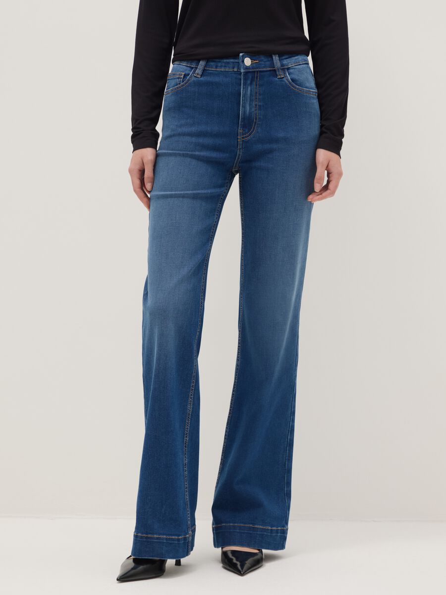 Blue denim bootcut jeans_1