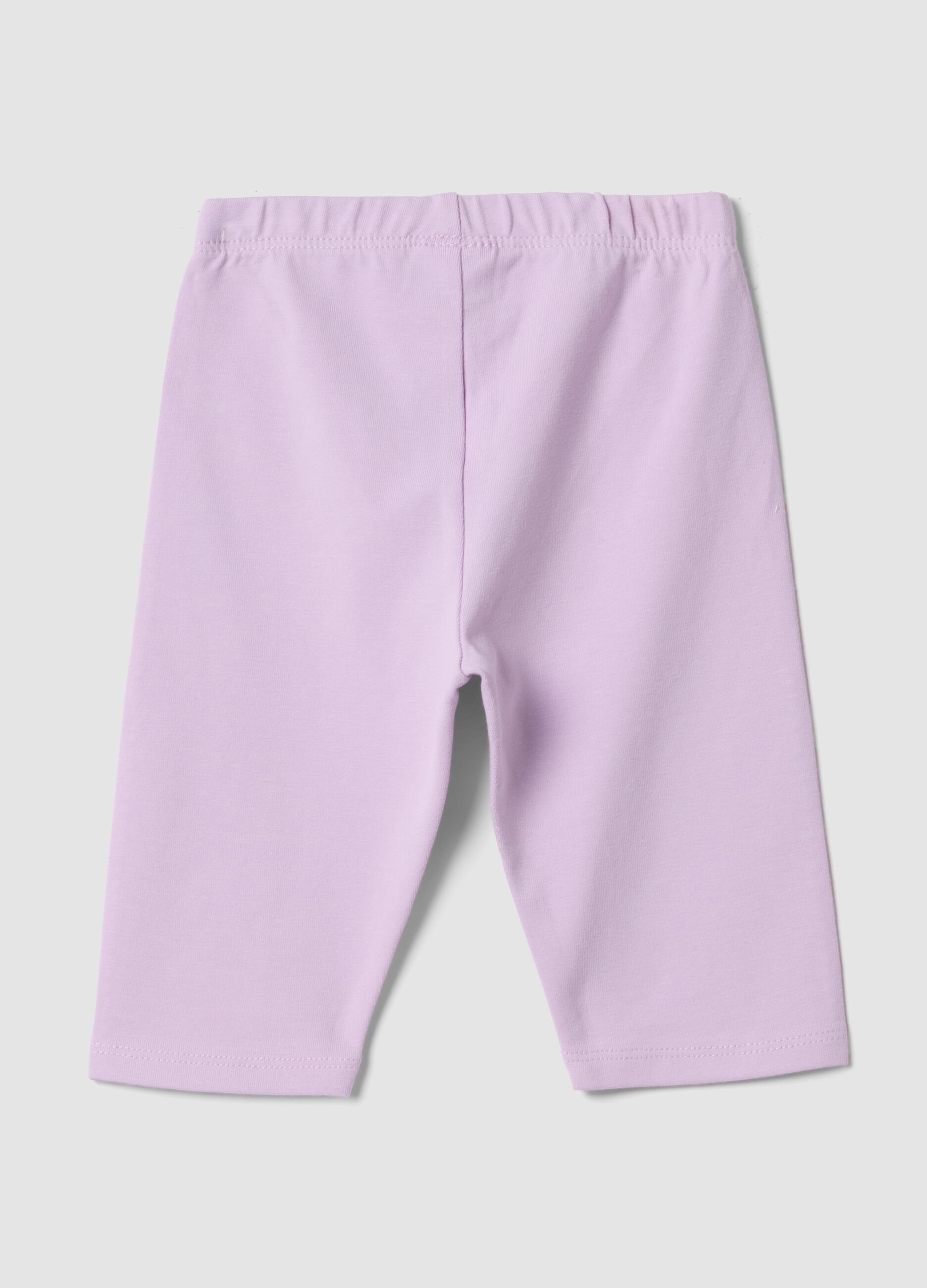 Pink slim-fit stretch organic cotton leggings for baby girls