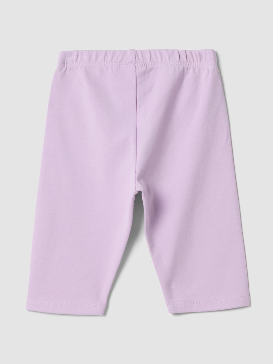 Pink slim-fit stretch organic cotton leggings for baby girls_1