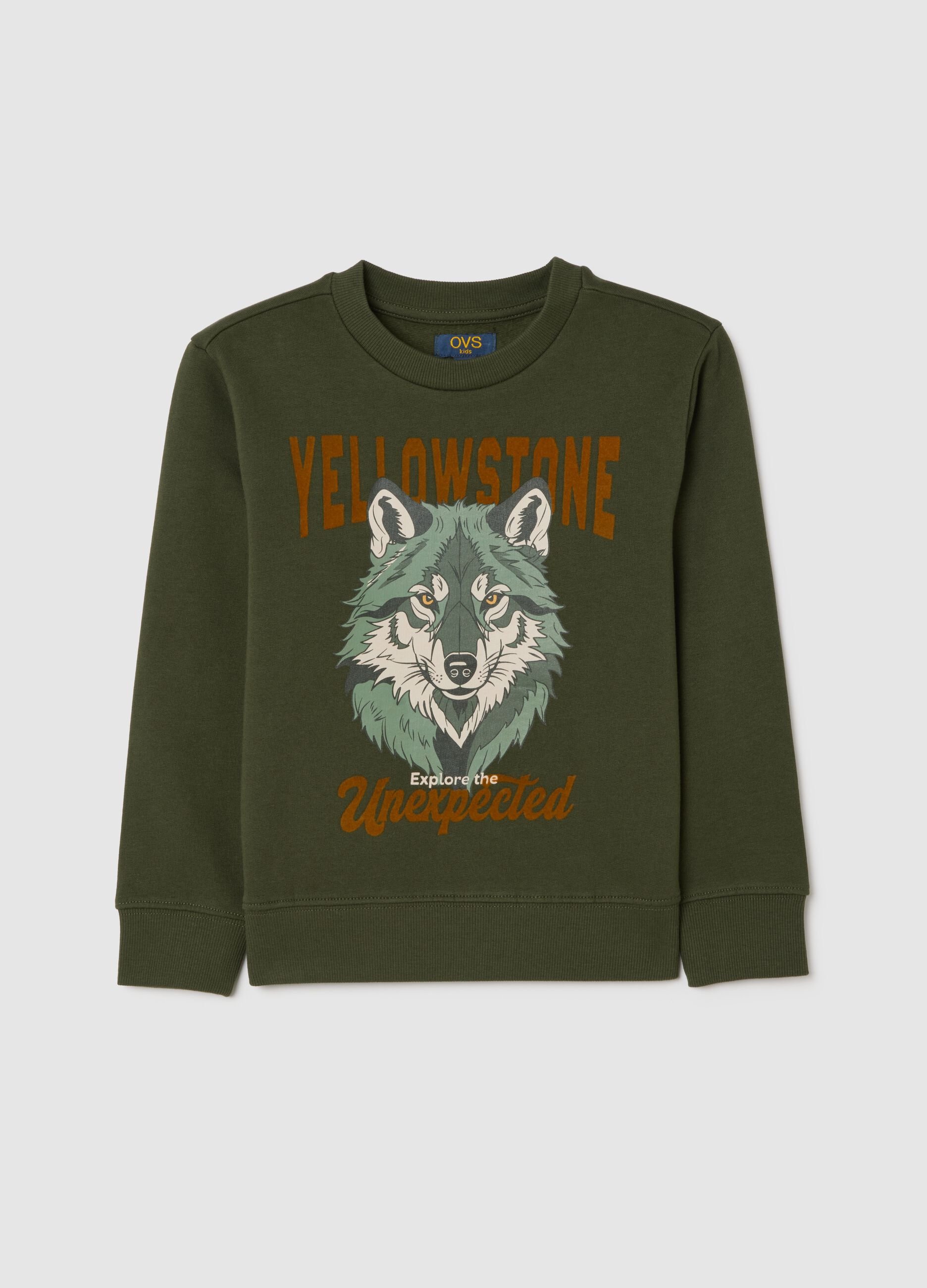 Children's oversized green pure cotton sweatshirt