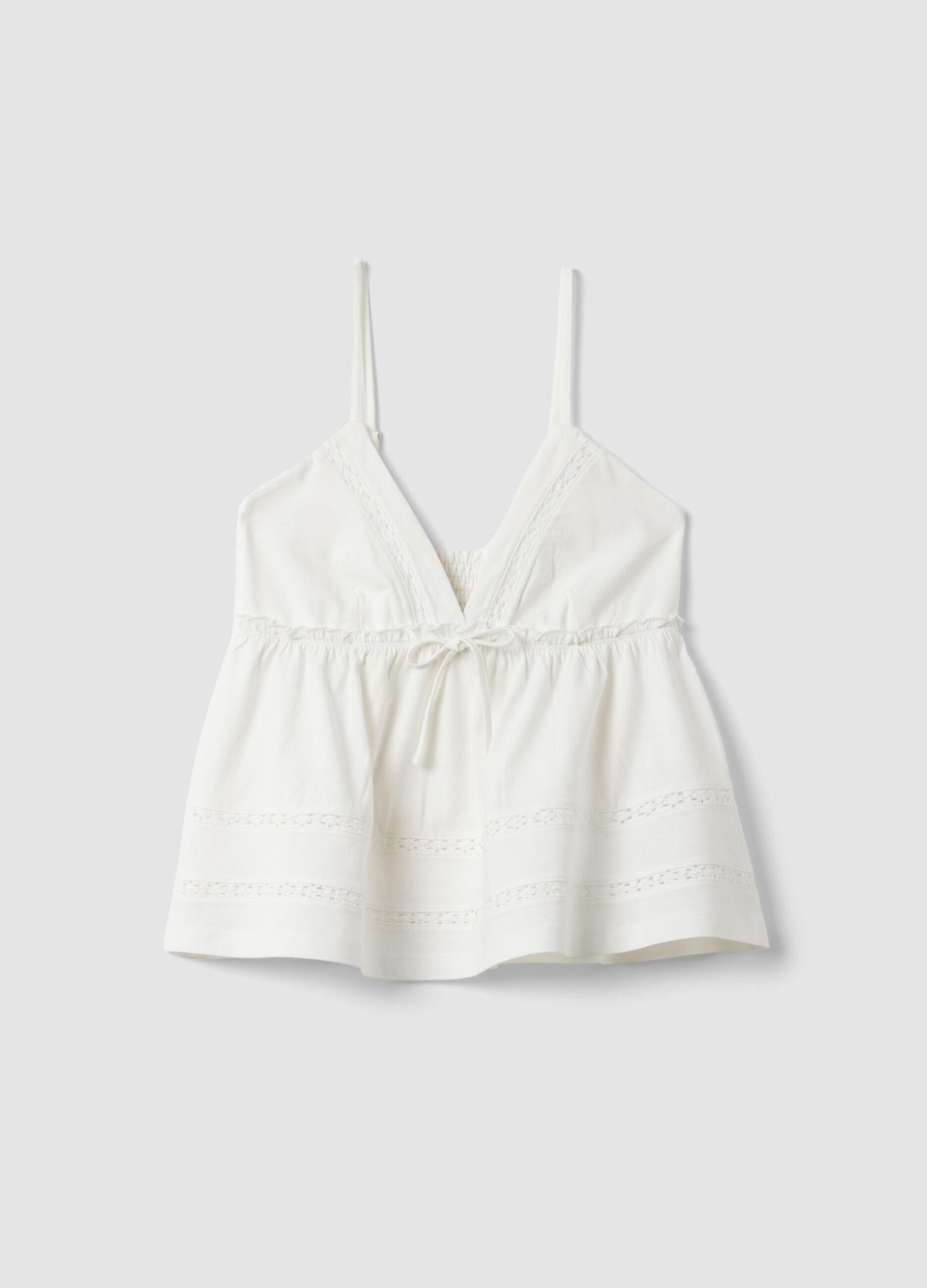 White pure cotton camisole with thin straps