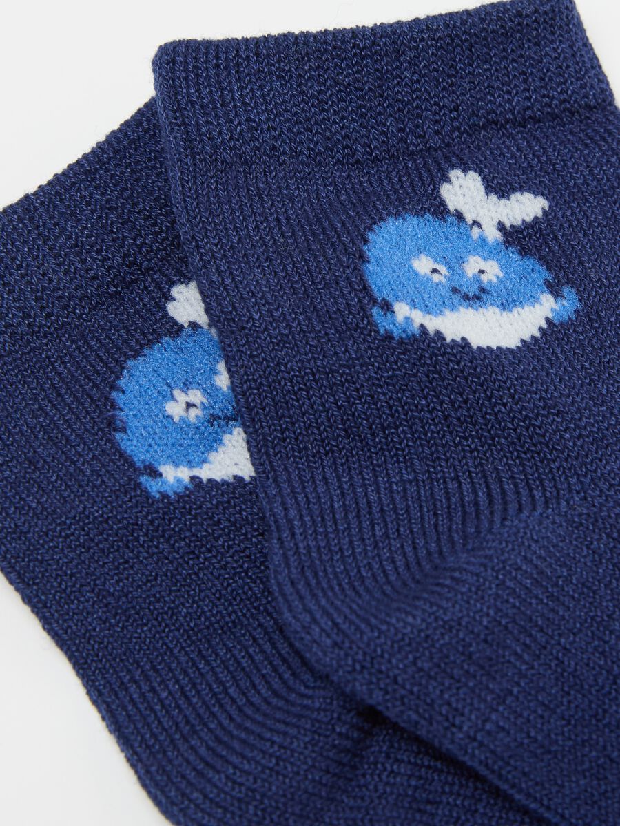Three-pair pack short socks with whales and striped design_1