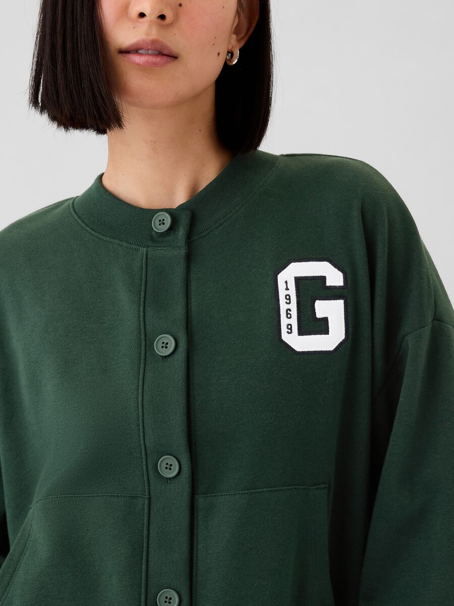 Oversized sweatshirt with buttons and logo embroidery_3