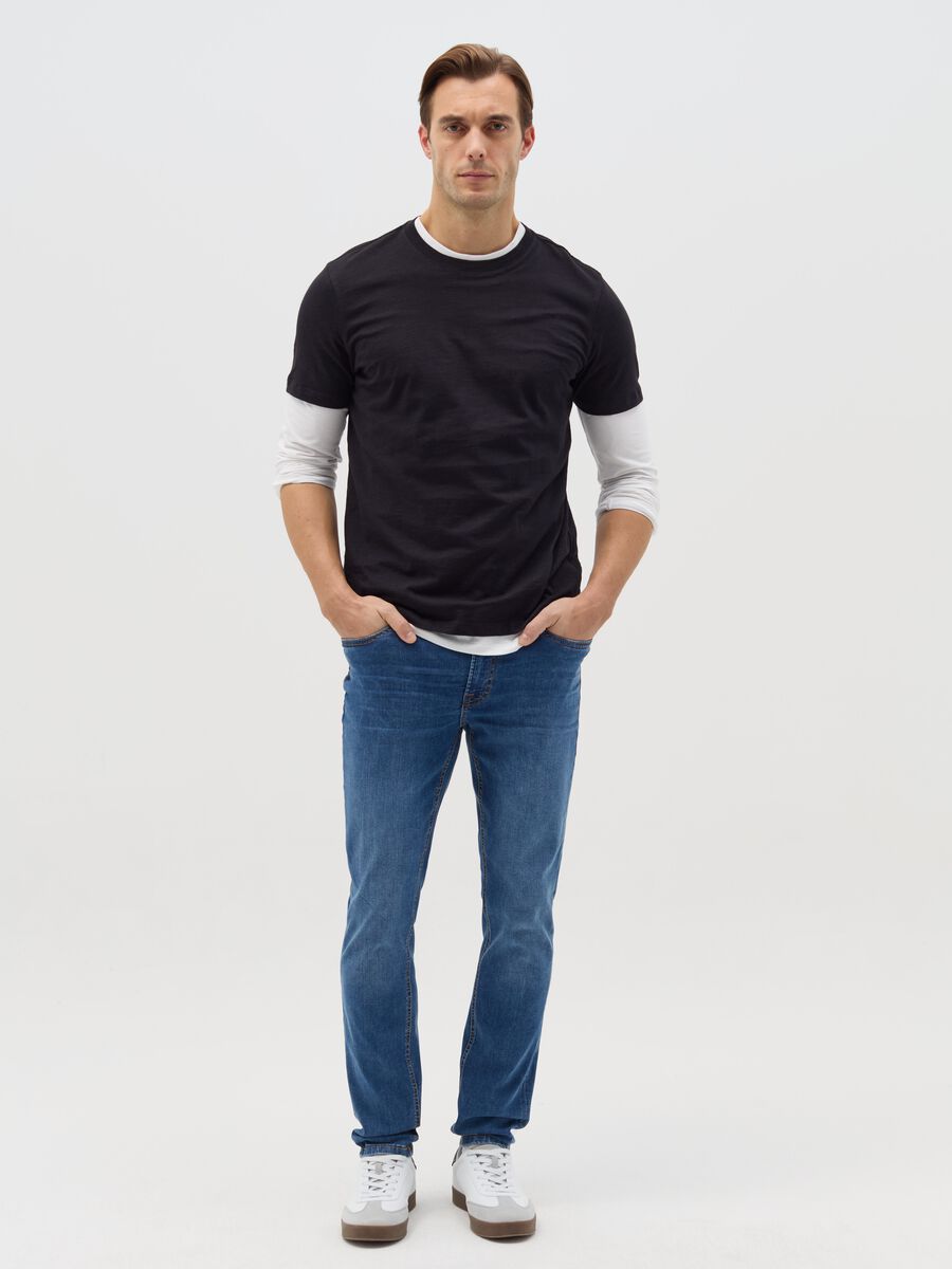 Skinny-fit jeans with acid wash_0