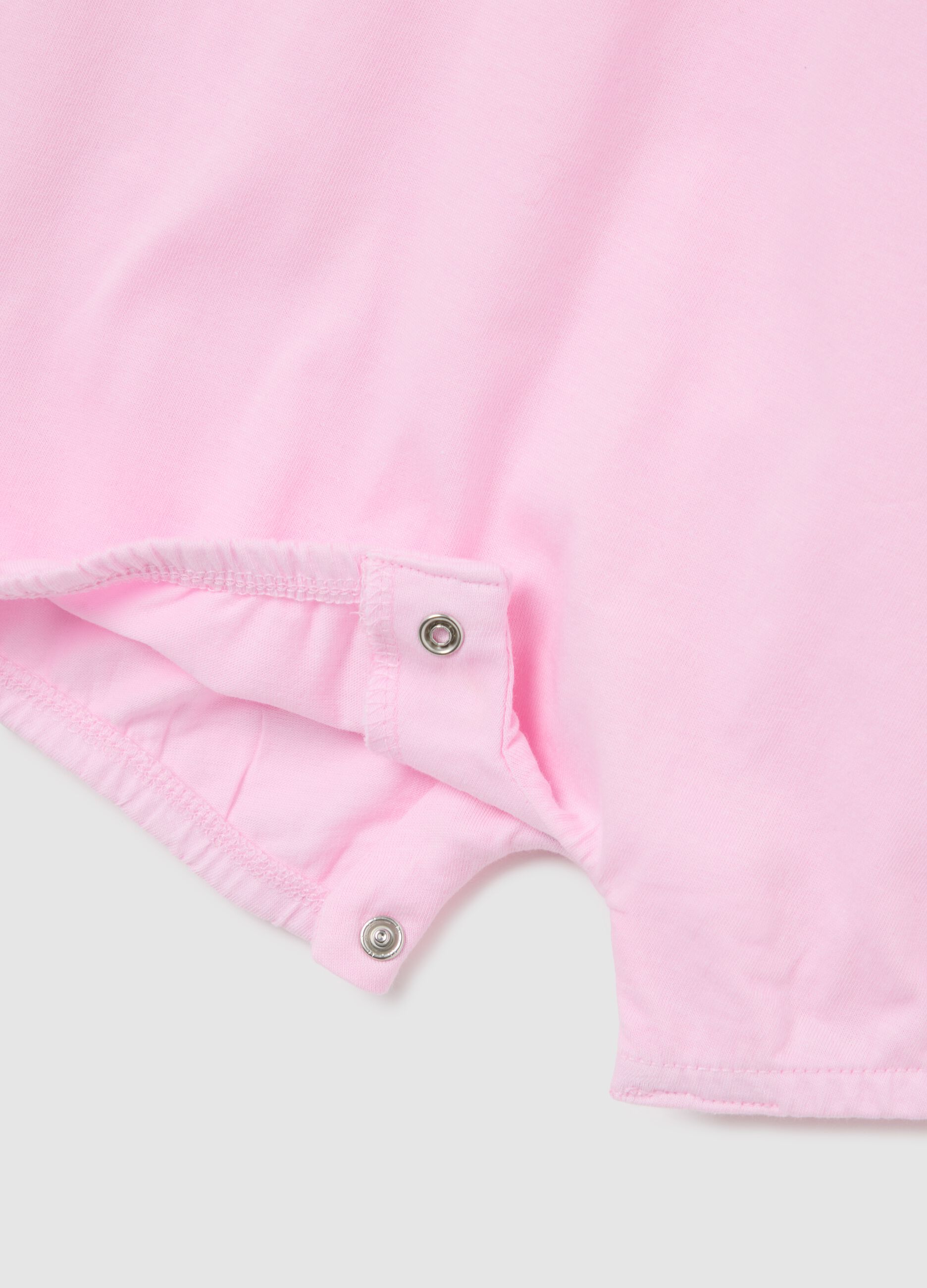 Summer baby girl rompers in pure pink cotton with regular fit prints