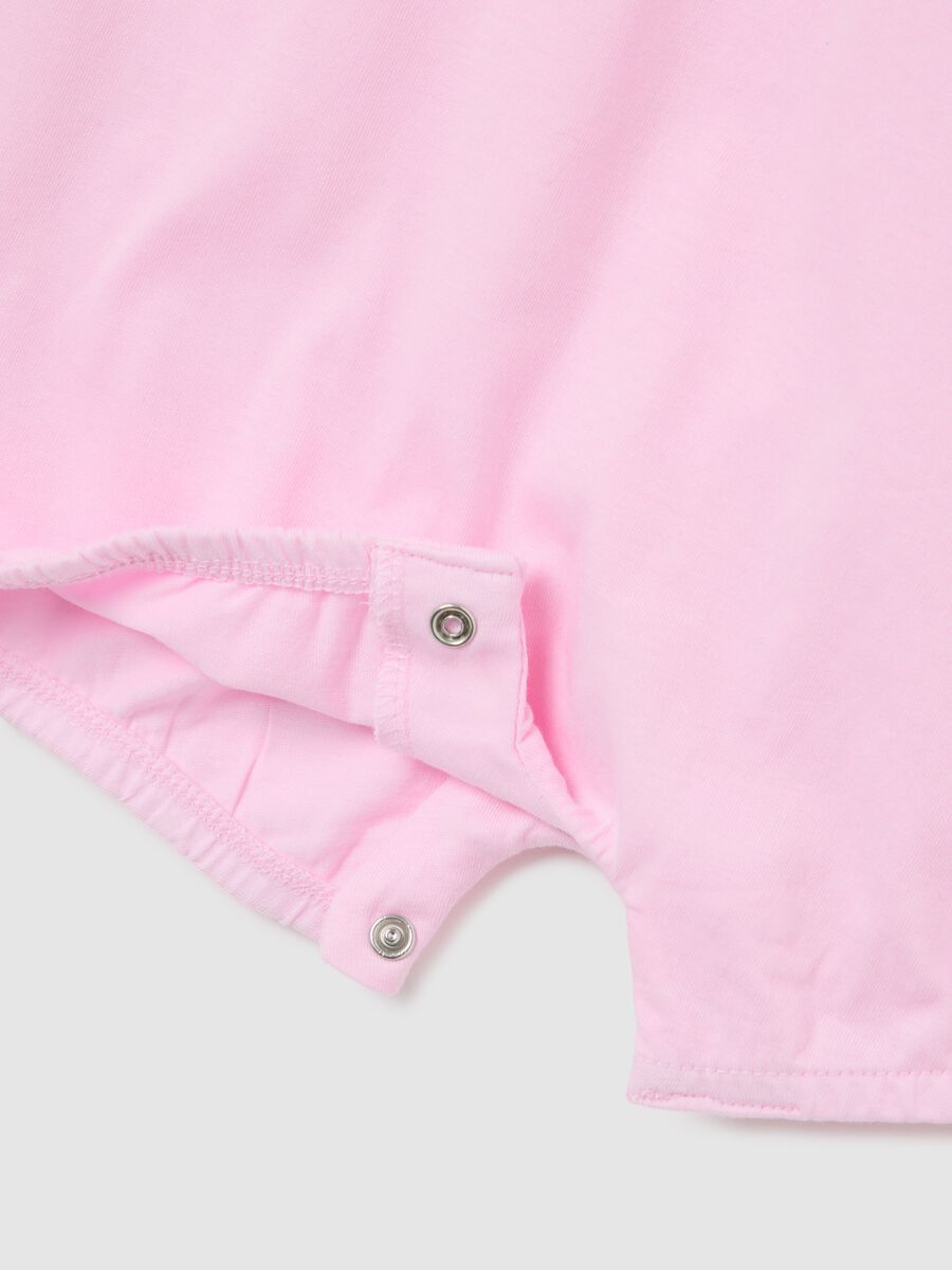 Summer baby girl rompers in pure pink cotton with regular fit prints_3