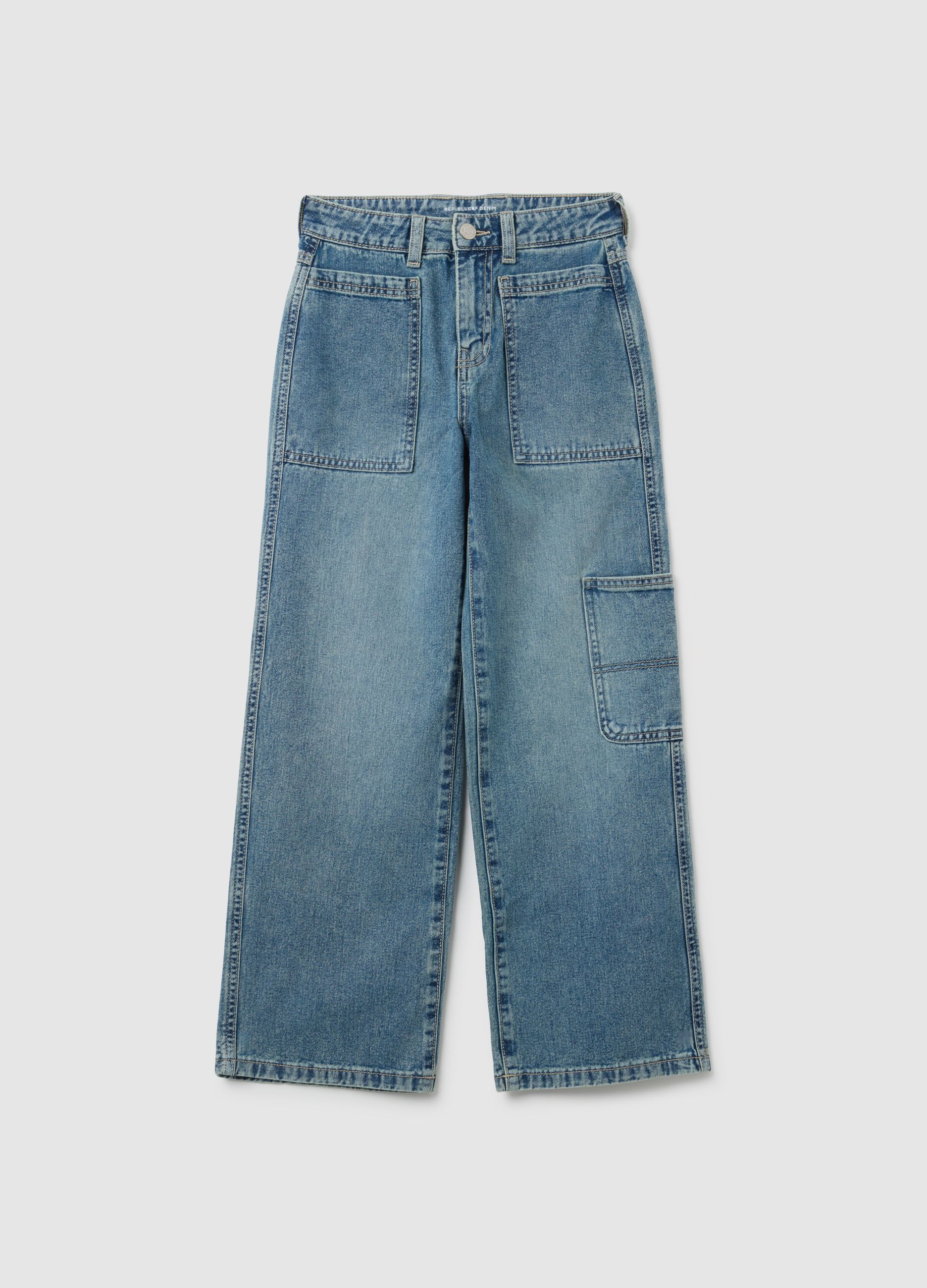 Jeans skater da ragazza in puro cotone denim